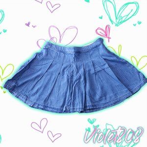 [12] American Eagle Blue Pleated Denim/Jean Mini Skirt